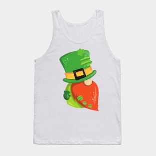 Saint Patrick's Day Gnome, Leprechaun Hat, Clovers Tank Top